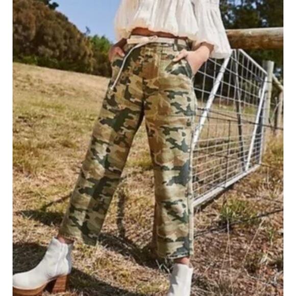 We the Free People Army Camo Cargo Utility Wide Straight Leg Pants Indie Revolve - Picture 1 of 10